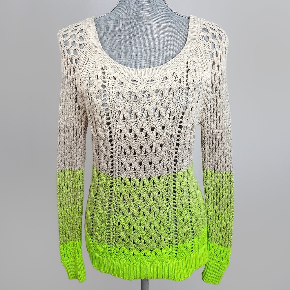 American Eagle Outfitters Ivory Neon Ombre Sweater